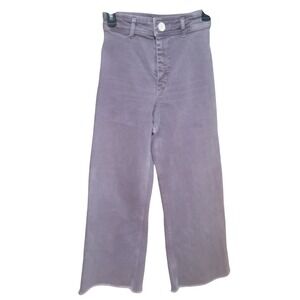 ZARA Women Cropped Wide Leg‎ Jeans Light Purple Distressed Raw Hem Size 2
